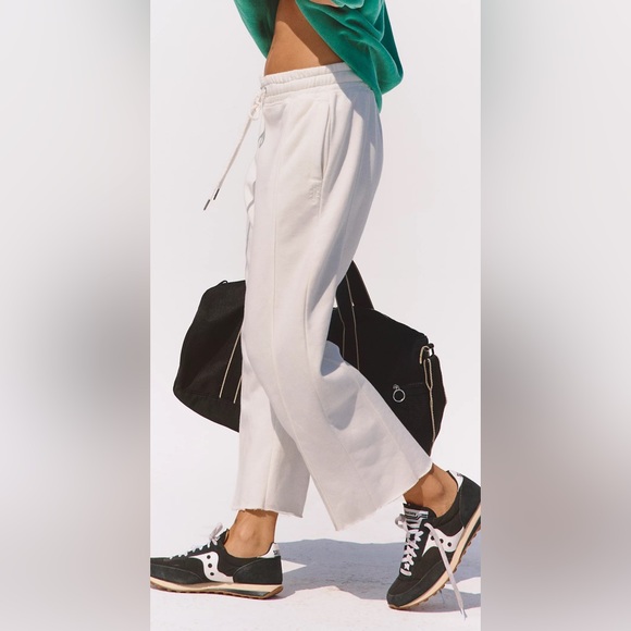Free People Sprint to the Finish Crop Pants in Ivory. - Picture 3 of 3